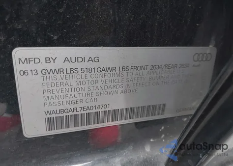 2014 Audi S4 3.0T Premium Plus from USA, damaged, VIN WAUBGAFL7EA014701